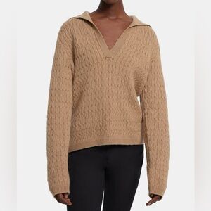 NWT Theory Dimensional Polo Cable Knit Sweater in Wool-Cashmere Size M